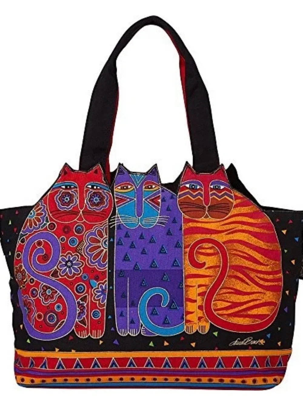 Colorful Cat Tote Bag by Laurel Burch - Tres Gatos